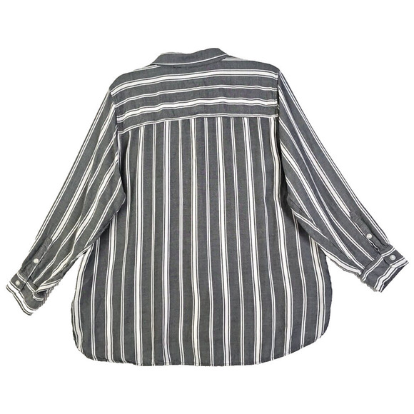 American Eagle Outfitters~XL/TG~Gray/White Striped Oversized Fit Button Up Shirt - Picture 12 of 12